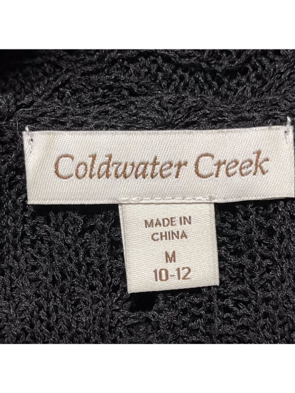 Coldwater Creek Black Open Knit Short Sleeve Top Linen Blend M 10-12 - Picture 5 of 8